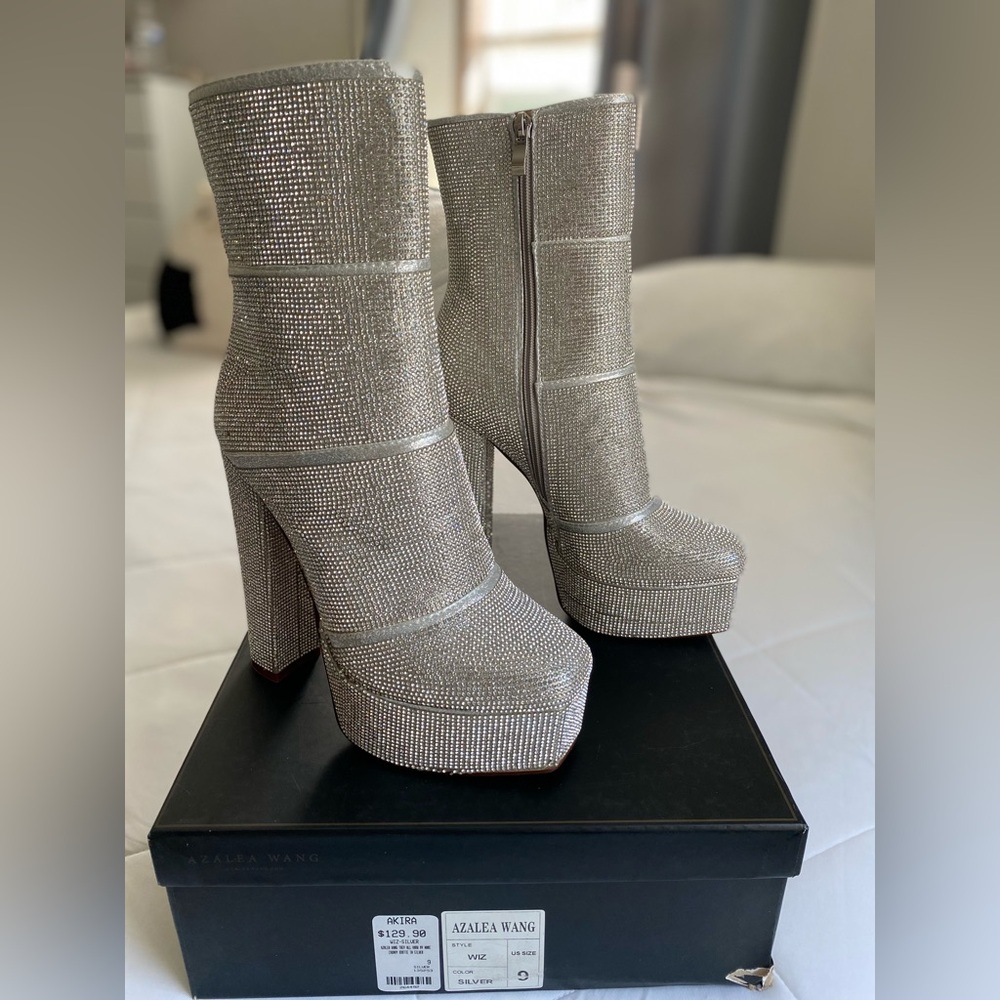 AZALEA WANG They All Know My Name SILVER HEELED BOOT
